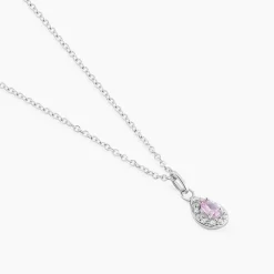 Collier Court Argent Blanc Tania Oxyde De Zirconium