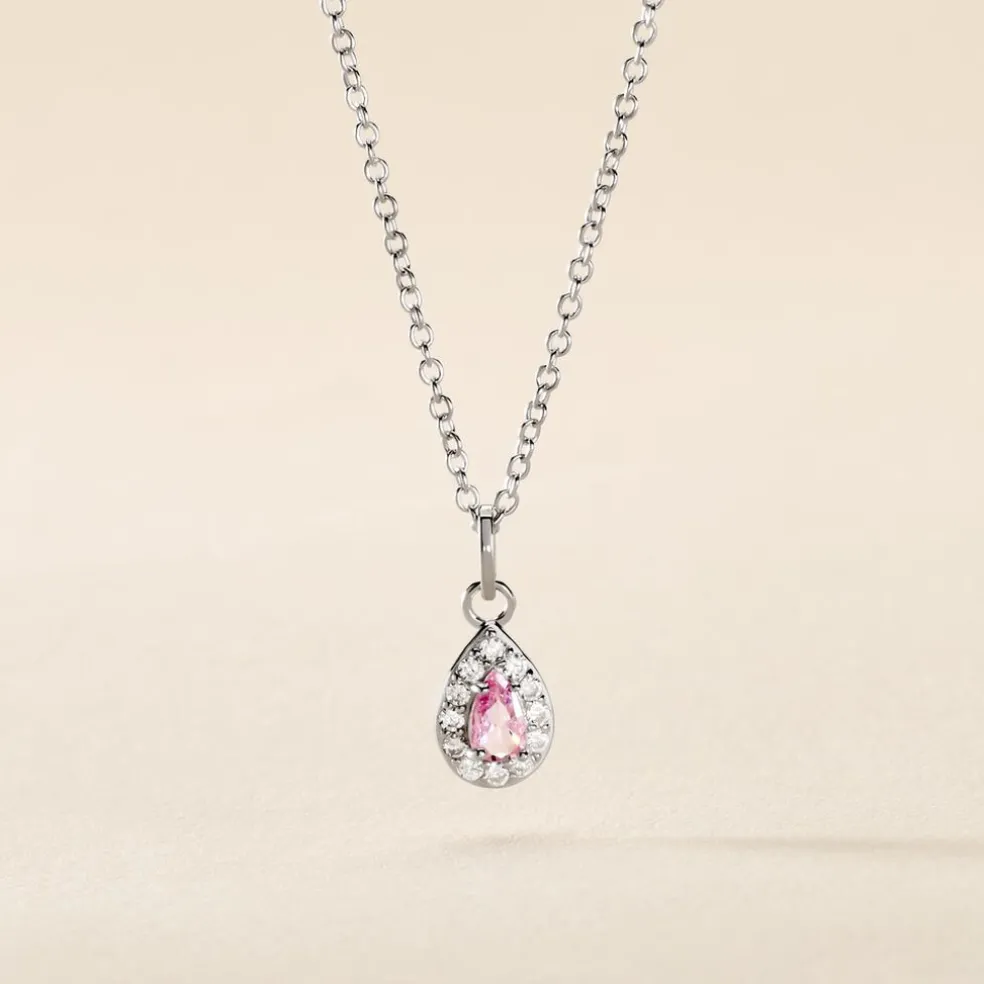 Collier Court Argent Blanc Tania Oxyde De Zirconium