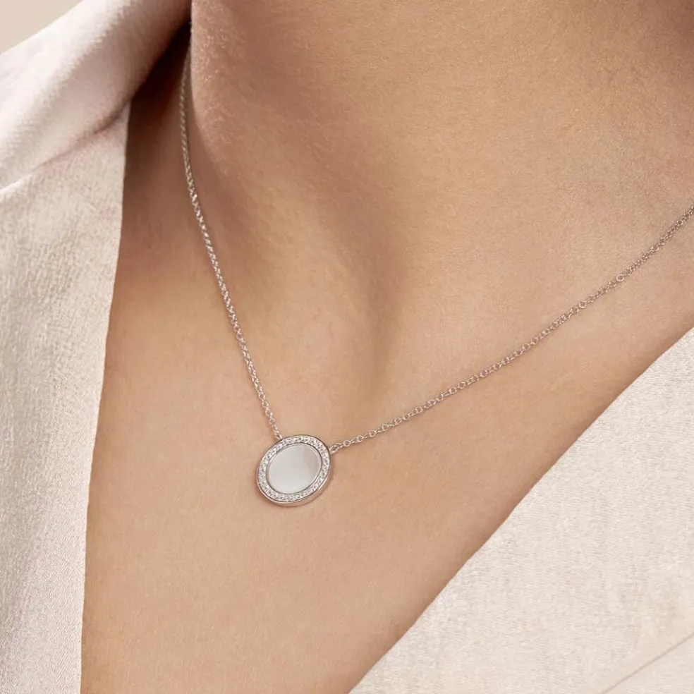 Collier Court Argent Blanc Nawala Oxyde De Zirconium