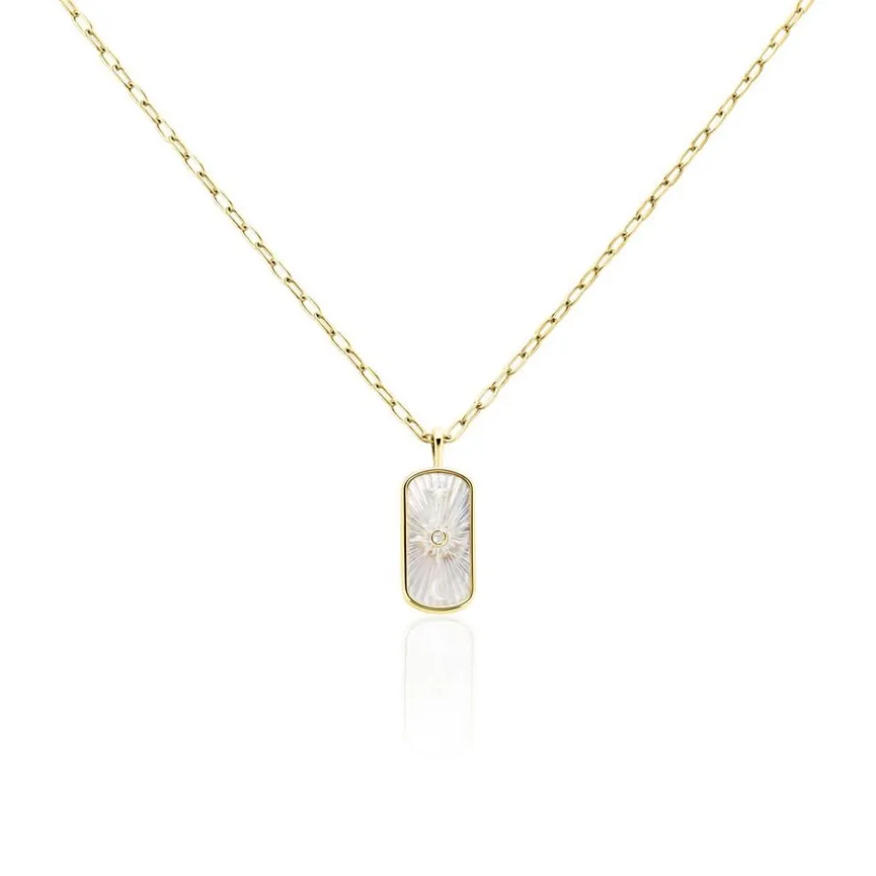 Collier Goddess Argent Doré Nacre Oxyde De Zirconium