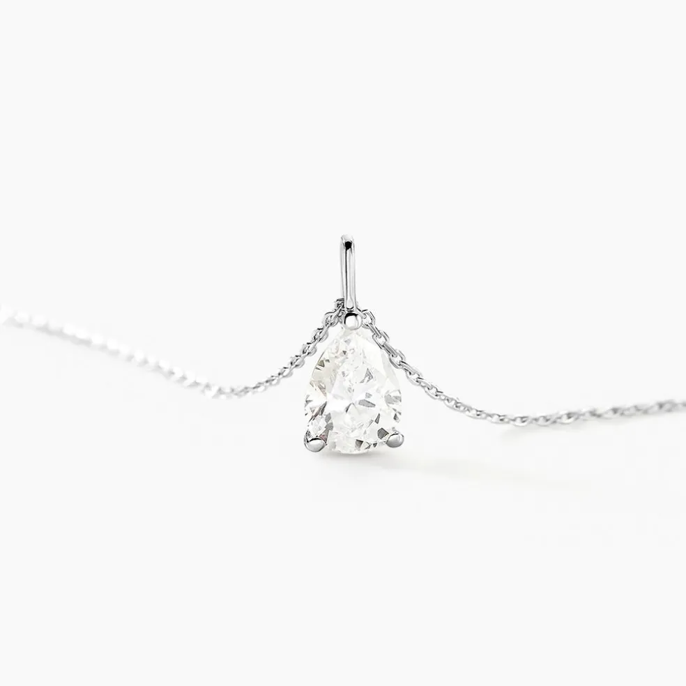 Collier Goutte Or Blanc Oxyde De Zirconium