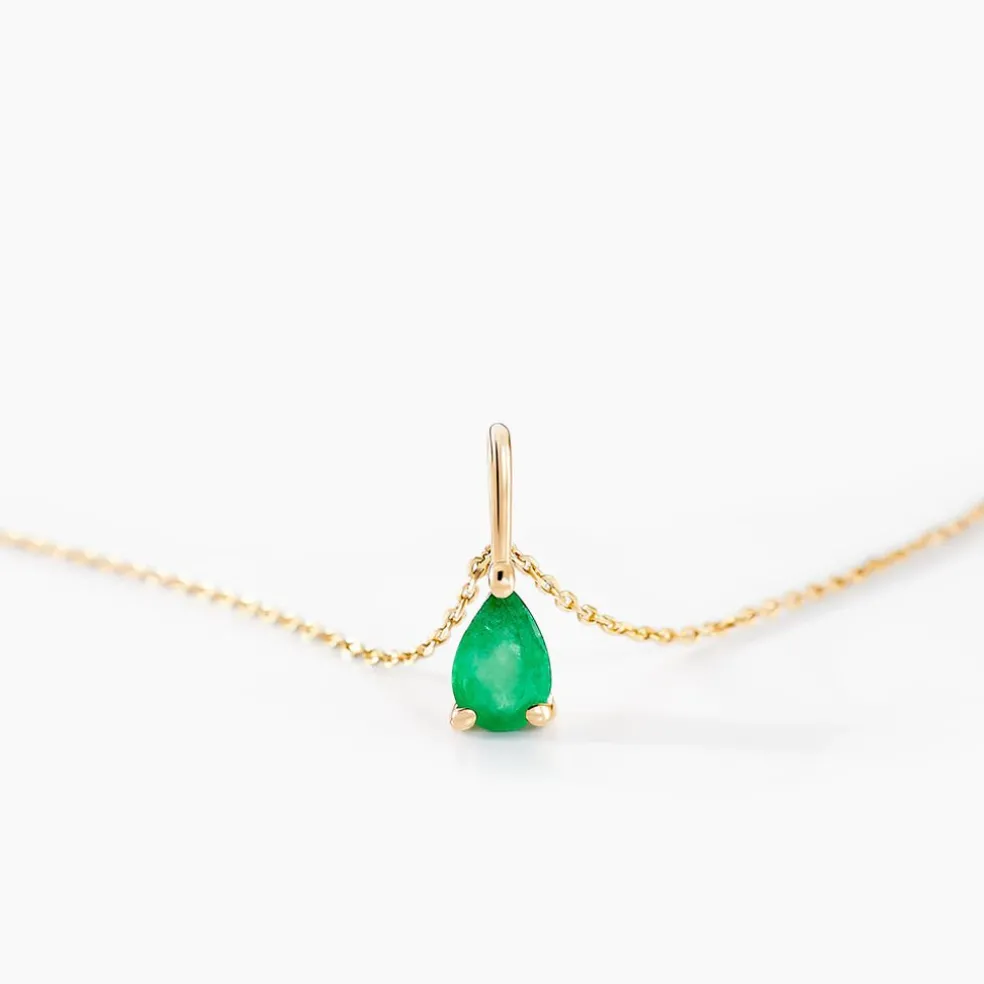 Collier Goutte Or Jaune Emeraude