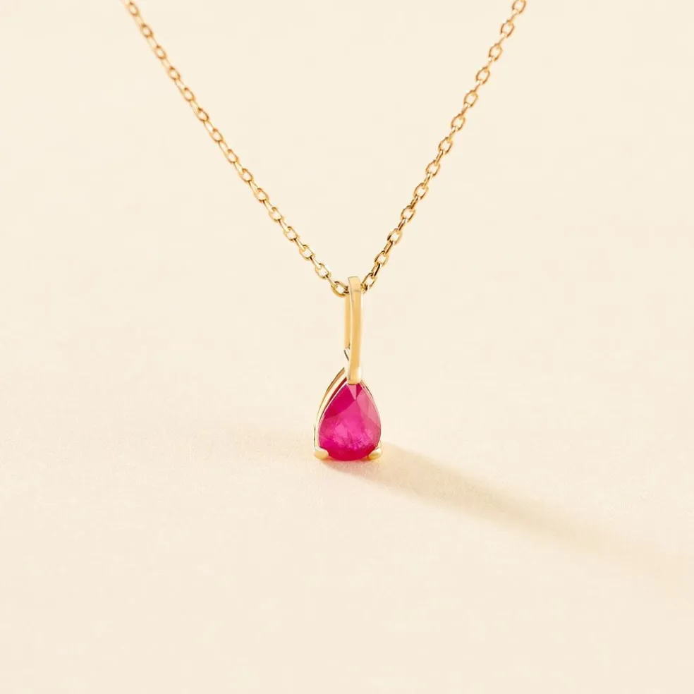 Collier Goutte Or Jaune Rubis