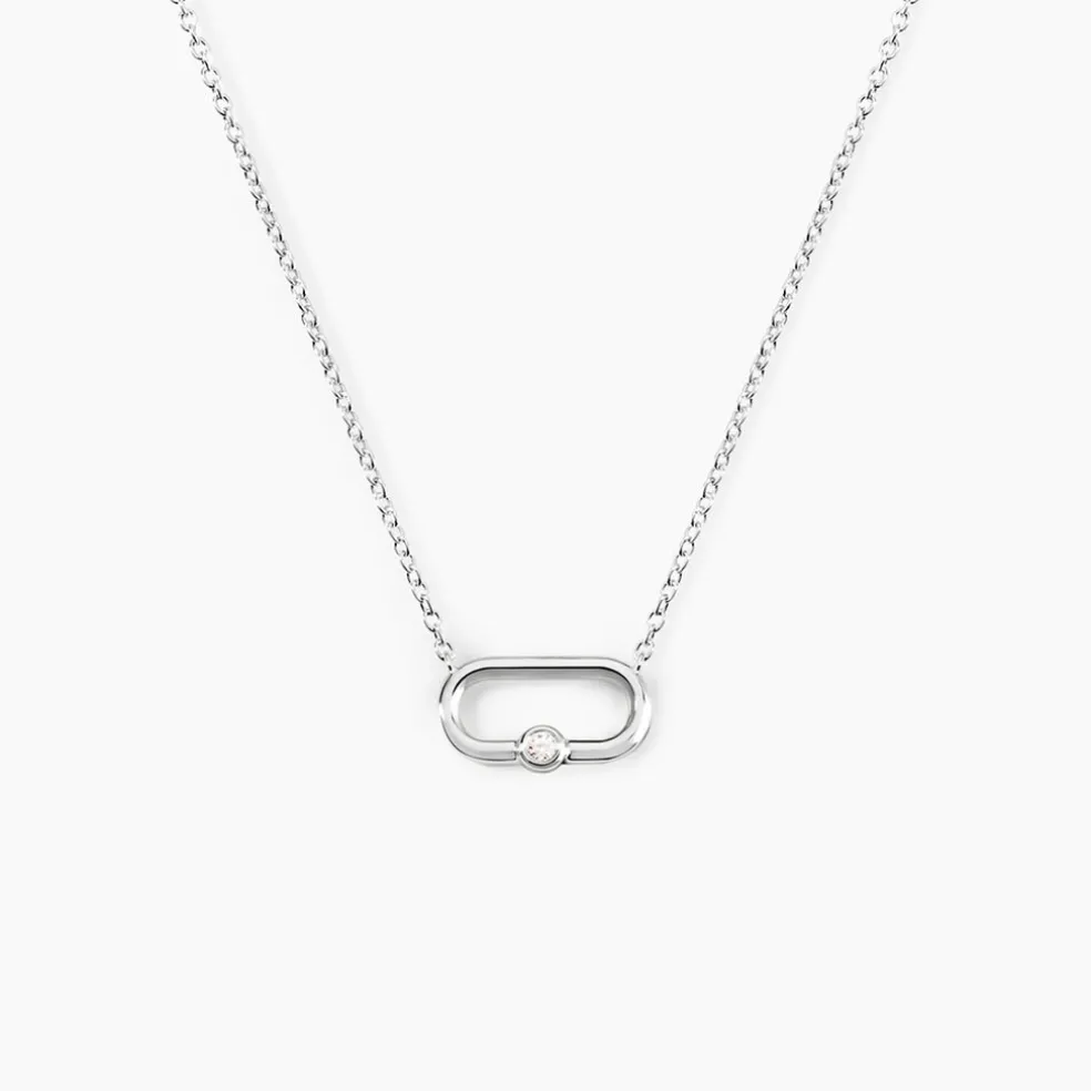 Collier Infini Pop Argent Blanc Oxyde De Zirconium