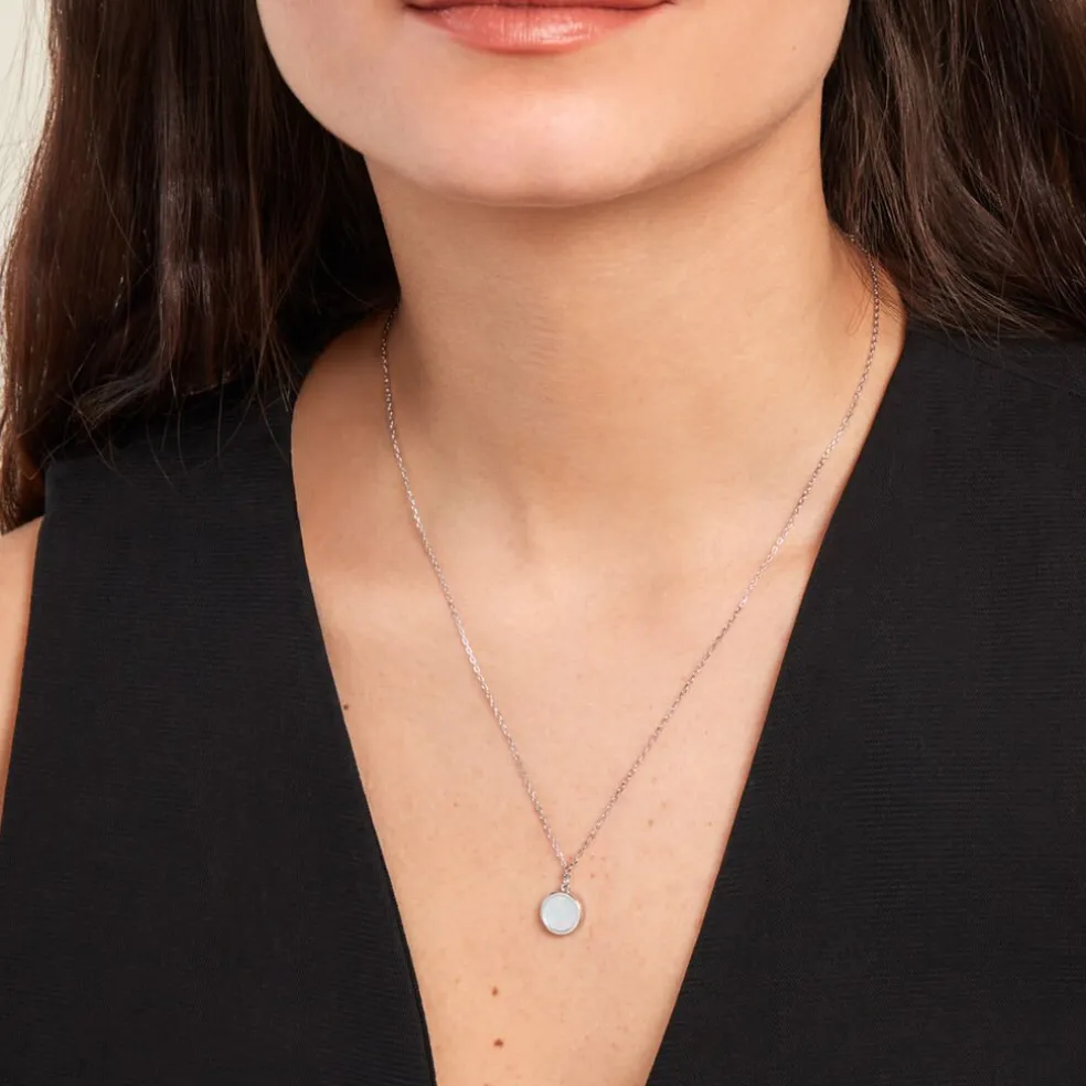 Collier Lunatique Argent Blanc Lapis Lazuli Nacre