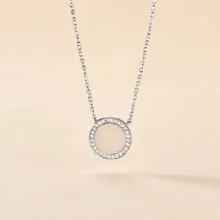 Collier Nawala Argent Blanc Oxyde De Zirconium Et Nacre