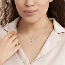 Collier Nawala Argent Blanc Oxyde De Zirconium Et Nacre
