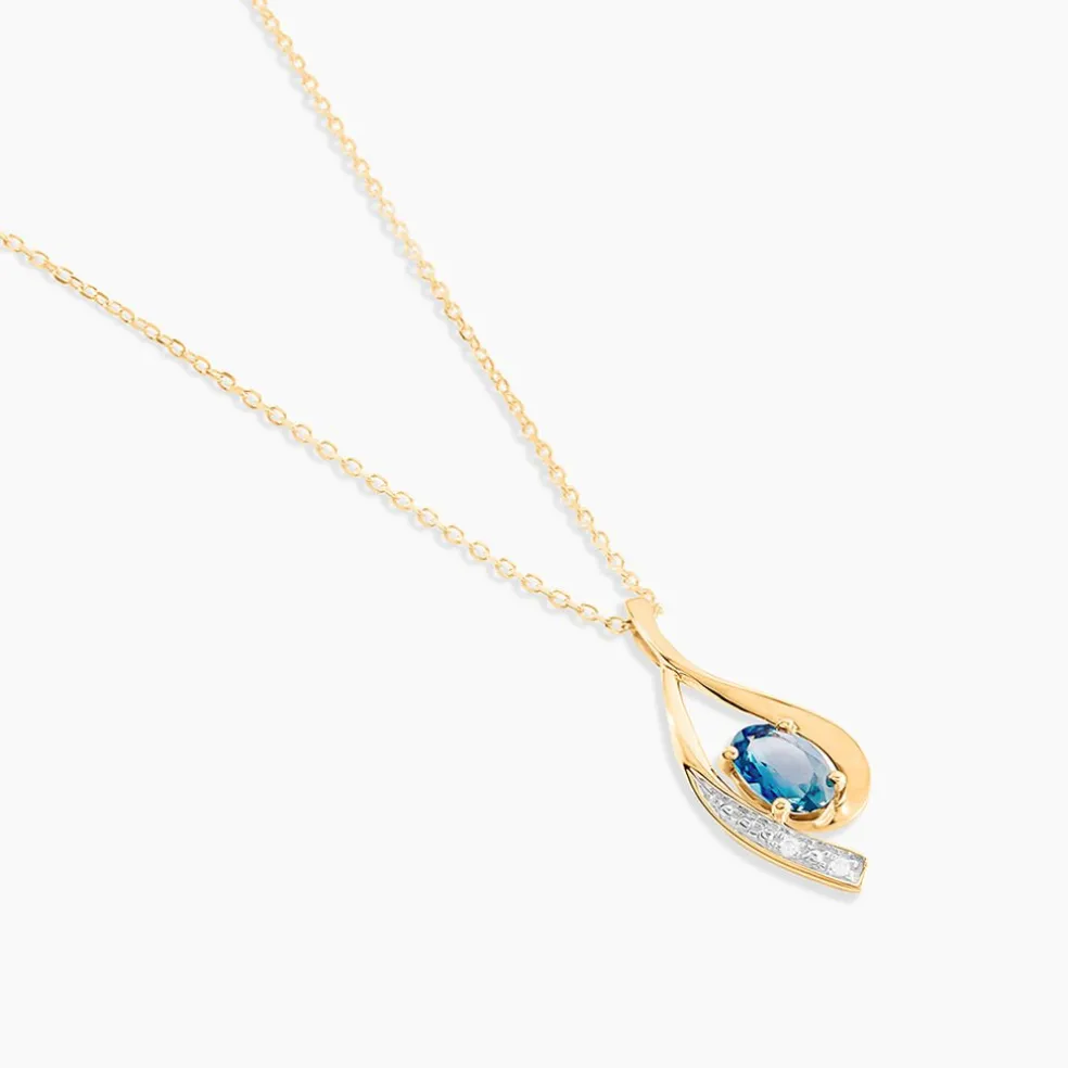 Collier Or Jaune Sagesse Topaze Oxydes De Zirconium