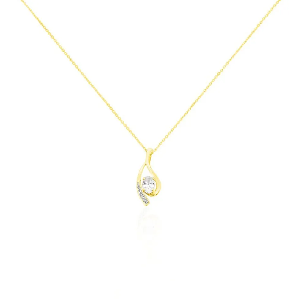 Collier Or Jaune Sagesse Oxydes De Zirconium