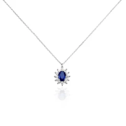 Collier Perez Argent Blanc Oxyde De Zirconium