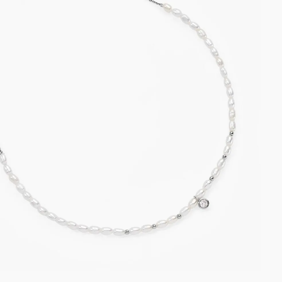 Collier Perlissima Argent Blanc Oxyde Et Perle De Culture