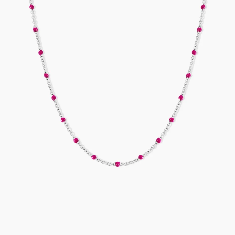 Collier Polka Argent Blanc