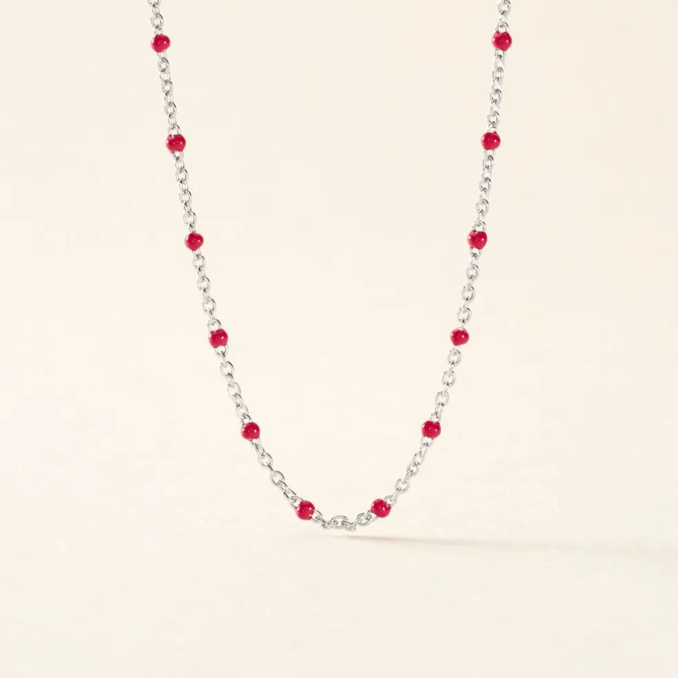 Collier Polka Argent Blanc