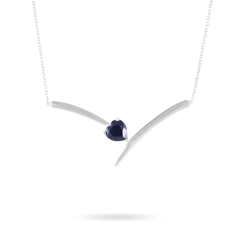 Collier Renaldine Or Blanc Saphir