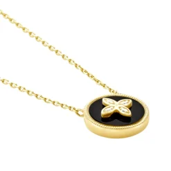 Collier Talisman Or Jaune Agate Diamant