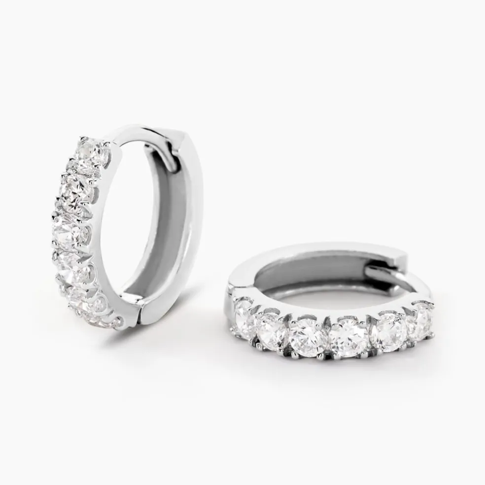 Créoles Andgelina Rondes Or Blanc Oxyde De Zirconium