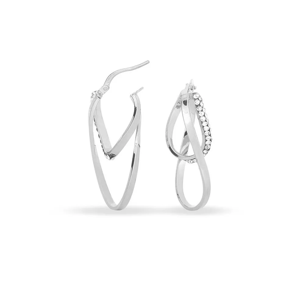 Créoles Luna Or Blanc Strass