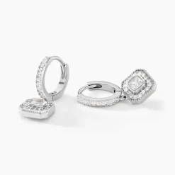Créoles Ninette Argent Blanc Oxyde De Zirconium