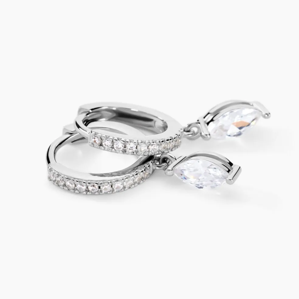 Créoles Ninette Argent Blanc Oxyde De Zirconium