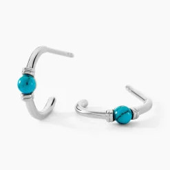 Créoles Ocean Argent Blanc Turquoise