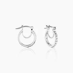 Créoles Pasha Argent Blanc Oxyde De Zirconium