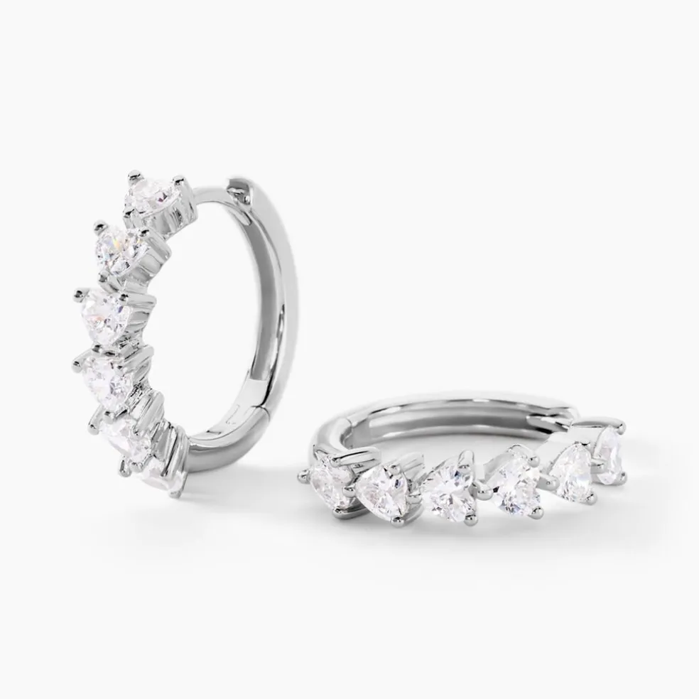 Créoles Roanne Argent Blanc Oxyde De Zirconium