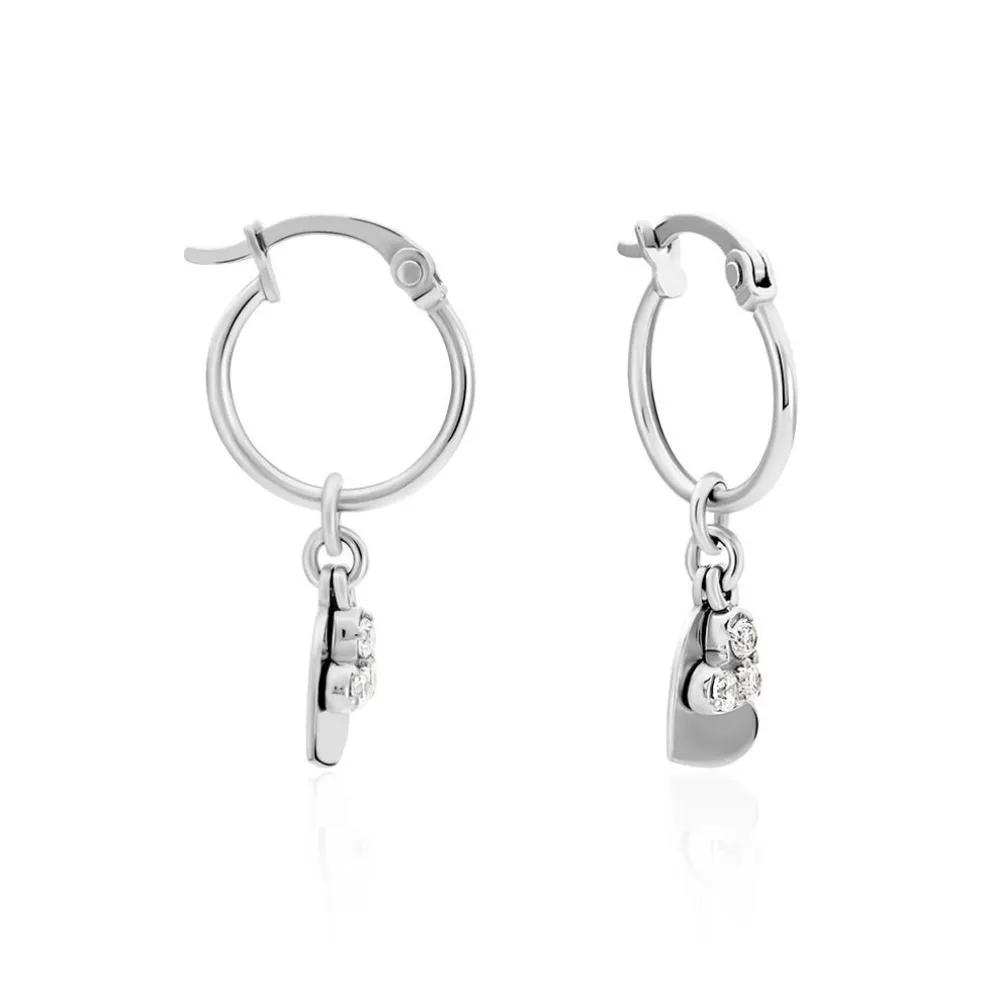 Créoles Salli Argent Blanc Oxyde De Zirconium