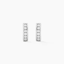 Créoles Tuna Rondes Argent Blanc Oxyde De Zirconium