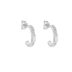 Demi Créoles Eldi Argent Blanc Oxyde De Zirconium
