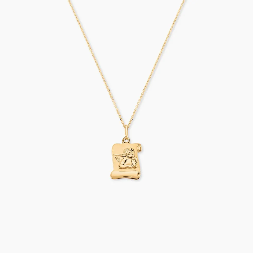 Pendentif Ange Parchemin Or Jaune