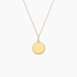 Pendentif Ange Rond Cisele Or Jaune