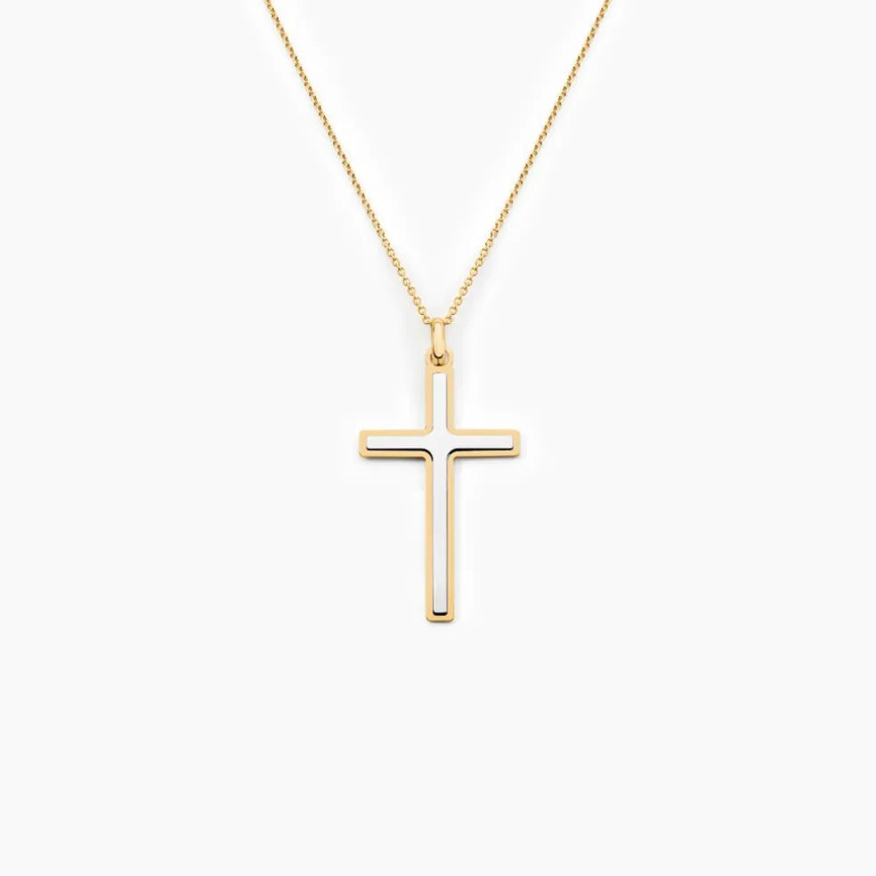 Pendentif Casey Croix Or Bicolore