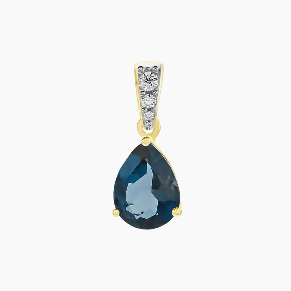 Pendentif Gorgel Or Jaune Topaze Oxyde De Zirconium