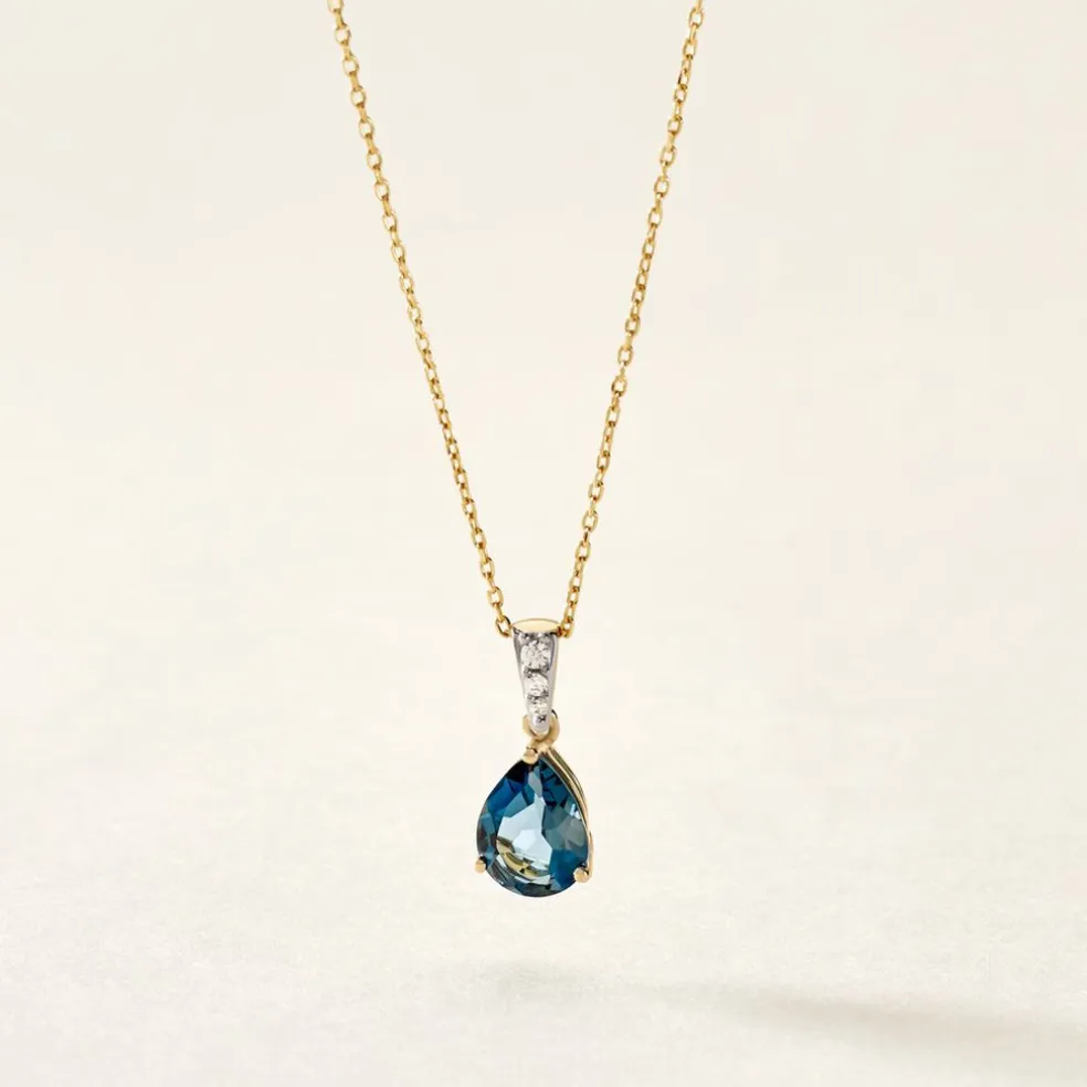 Pendentif Gorgel Or Jaune Topaze Oxyde De Zirconium