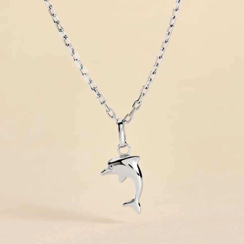 Pendentif Haizia Dauphin Or Blanc