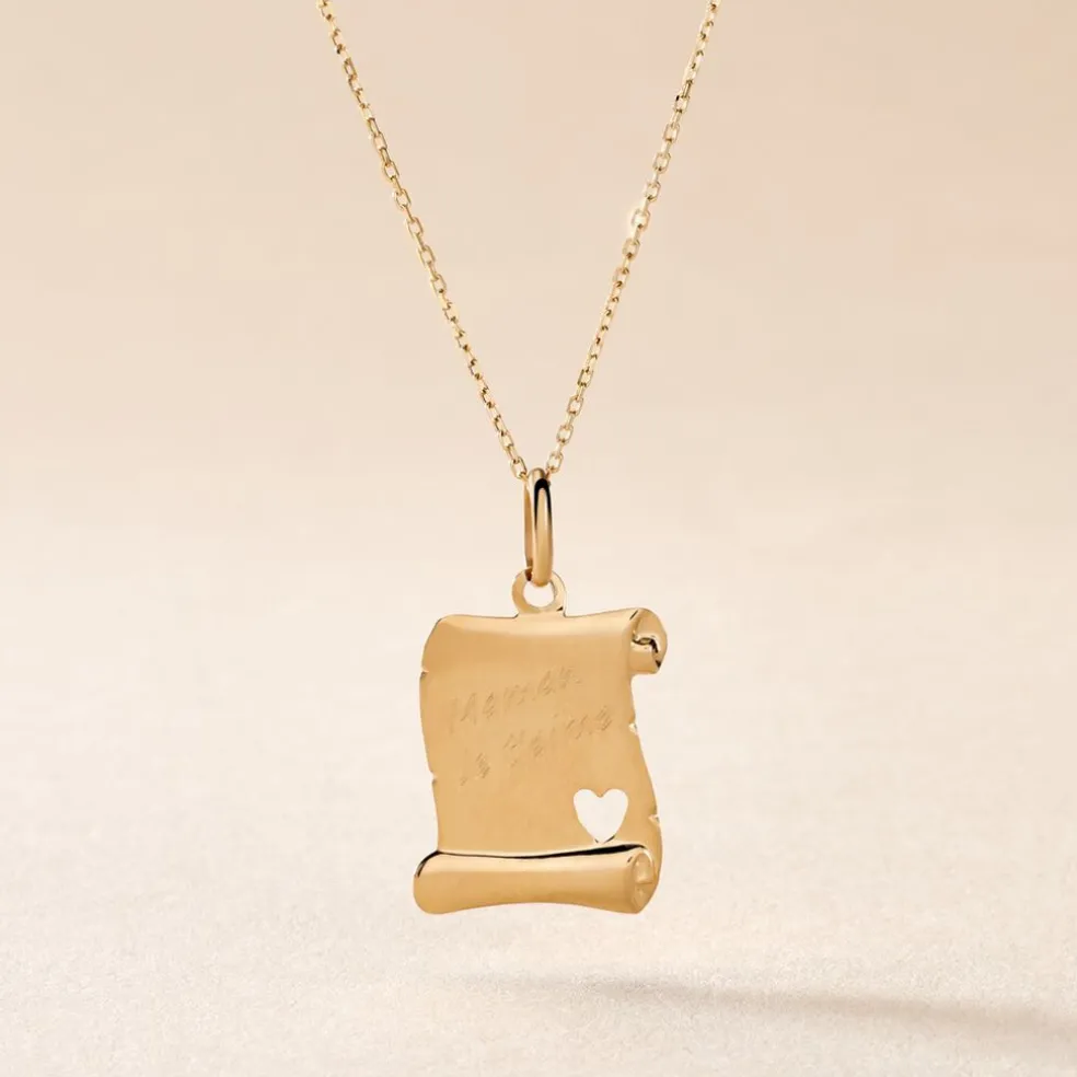 Pendentif Irenca Message Parchemin Or Jaune