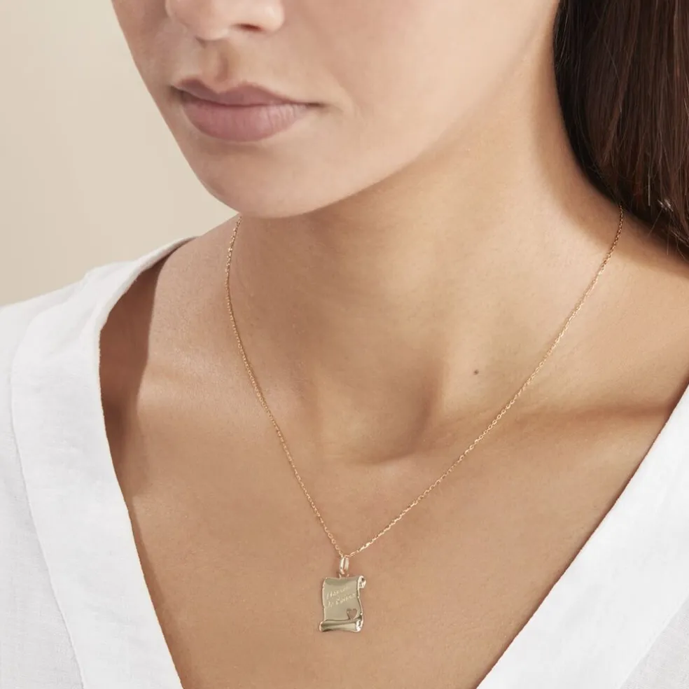 Pendentif Irenca Message Parchemin Or Jaune