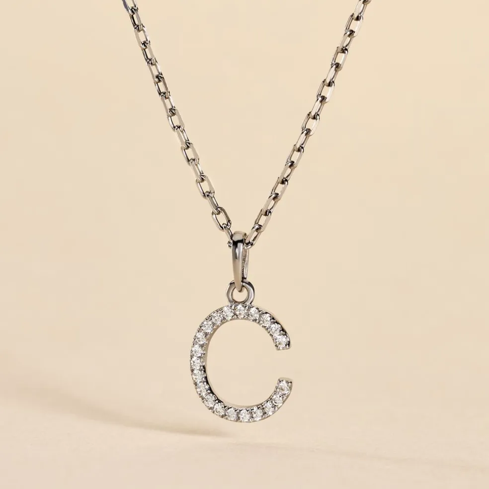 Pendentif Klementine Or Blanc Oxyde De Zirconium
