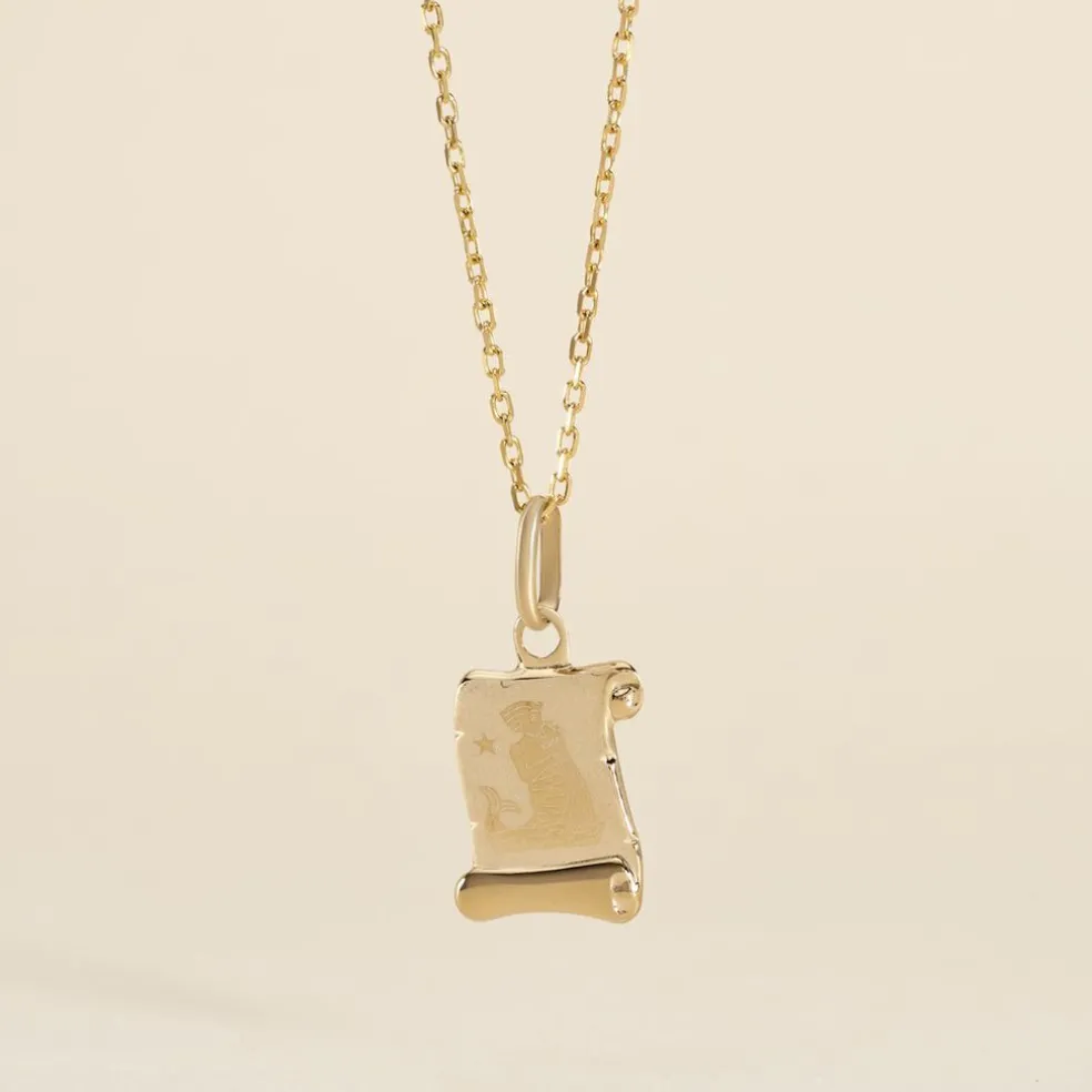 Pendentif Lamie Zodiaque Parchemin Or Jaune