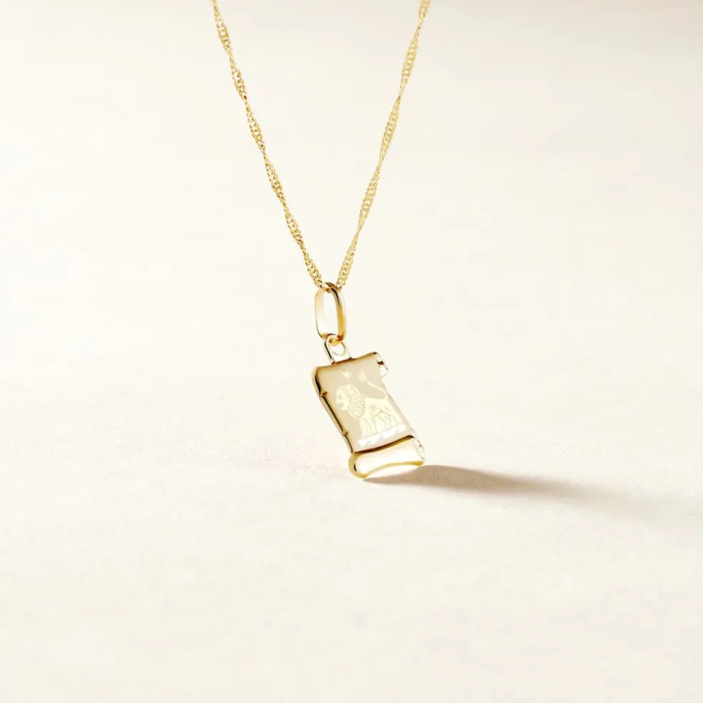 Pendentif Lamie Zodiaque Parchemin Or Jaune