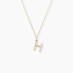 Pendentif Lettre H Or Jaune Oxyde