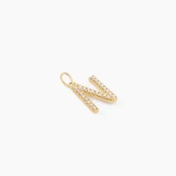 Pendentif Lettre N Or Jaune Oxyde
