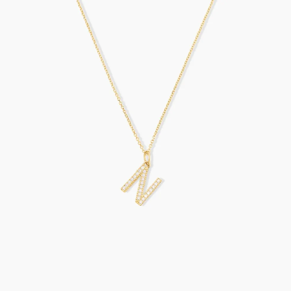 Pendentif Lettre N Or Jaune Oxyde