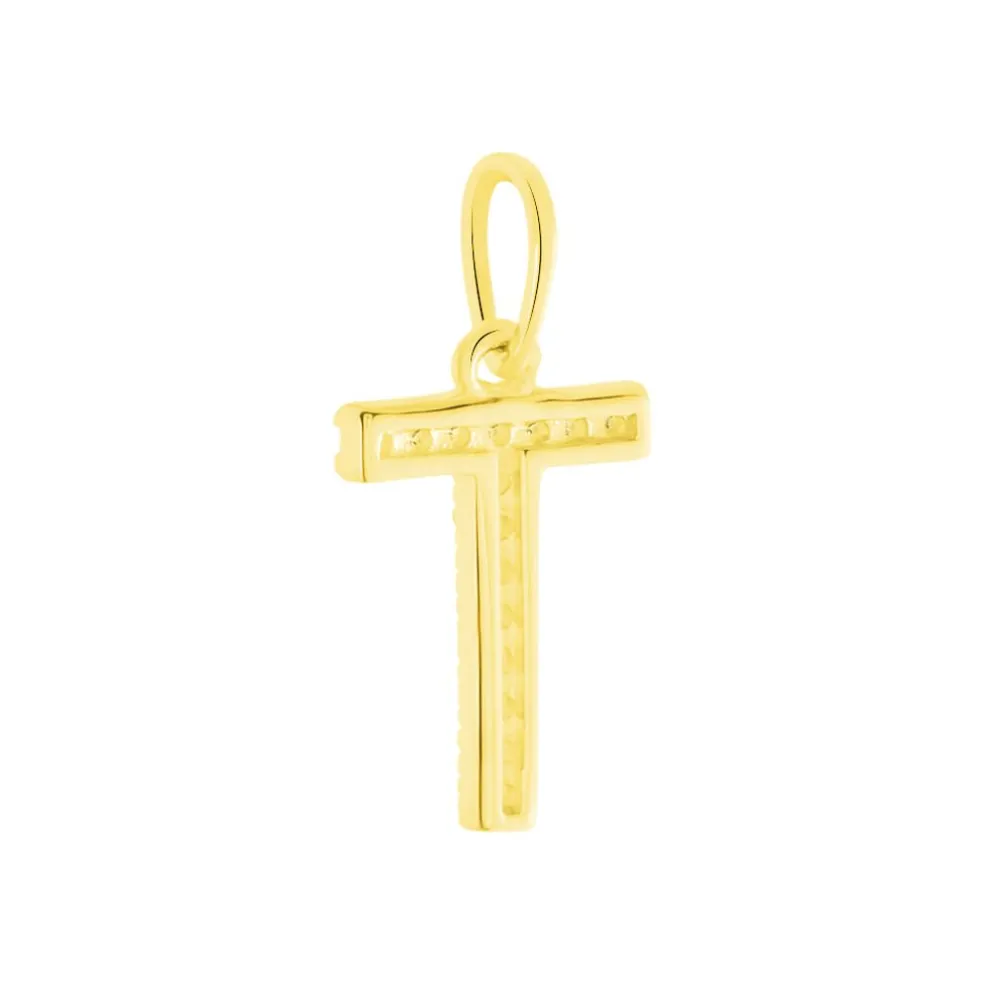 Pendentif Lettre T Or Jaune Oxyde