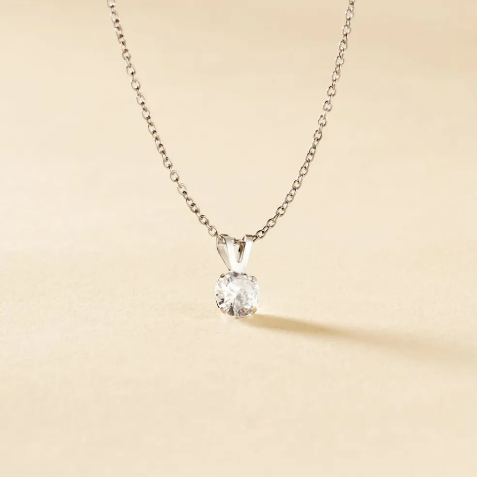 Pendentif Mabila Or Blanc Oxyde De Zirconium