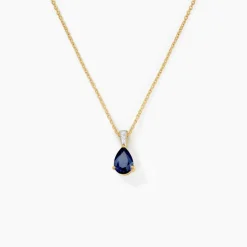 Pendentif Pâris Or Jaune Saphir Diamant
