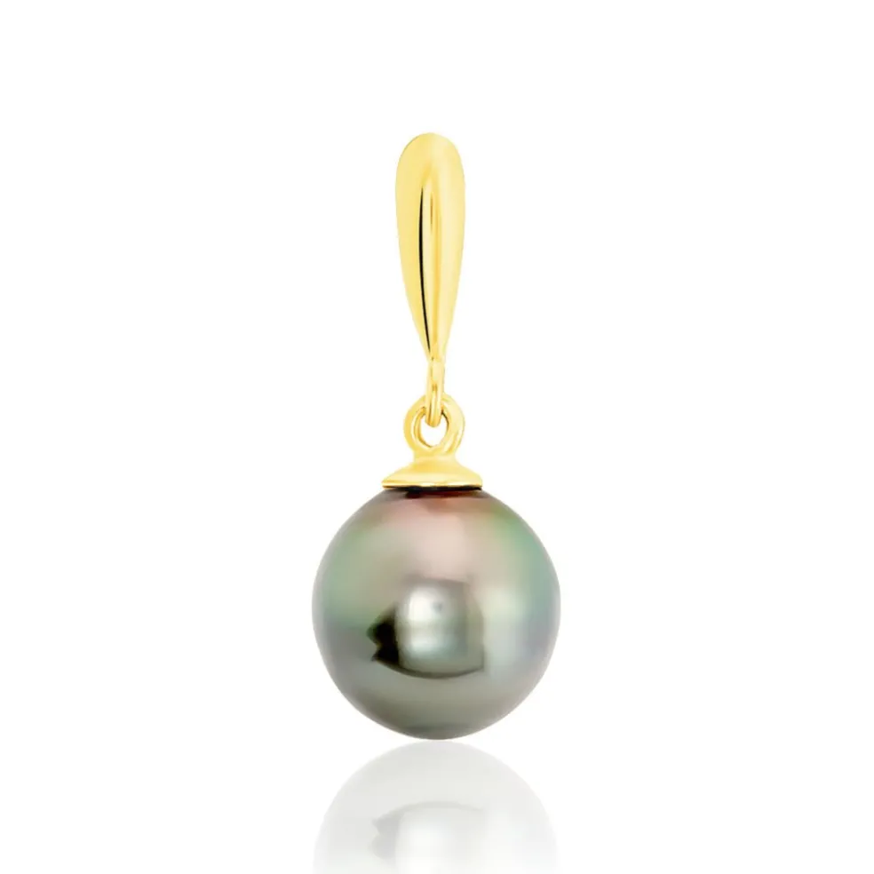 Pendentif Semi-baroque Or Jaune Perle De Culture De Tahiti