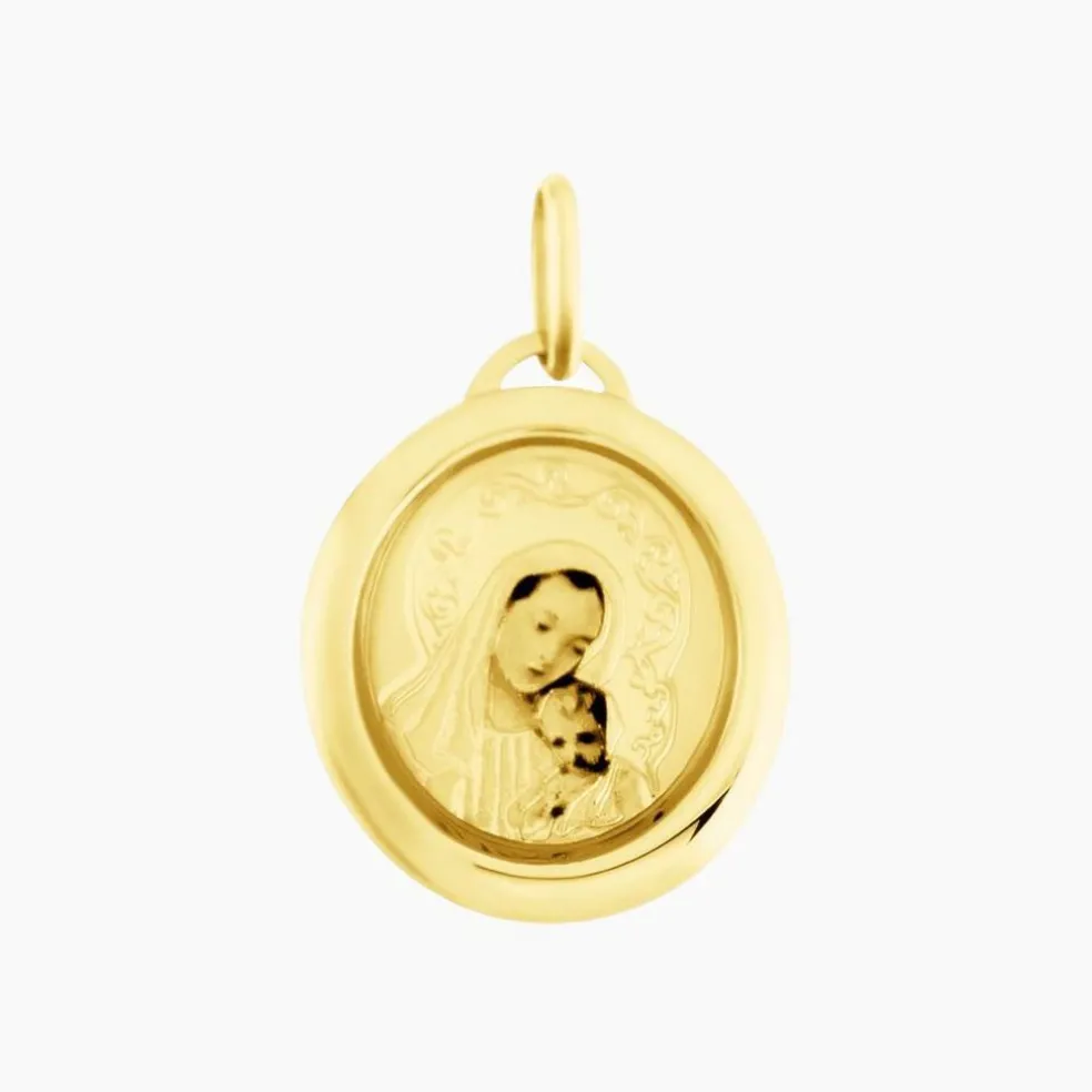 Pendentif Vierge Ovale Or Jaune
