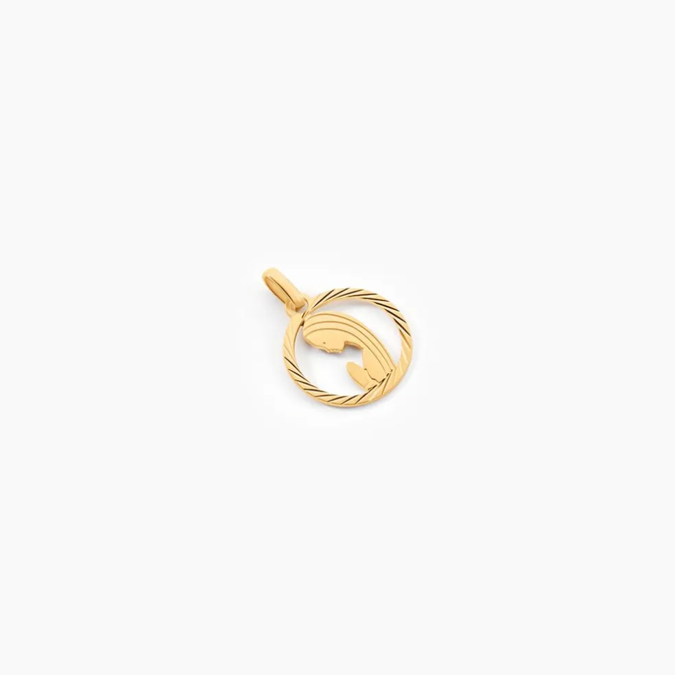 Pendentif Vierge Rond Diamante Or Jaune