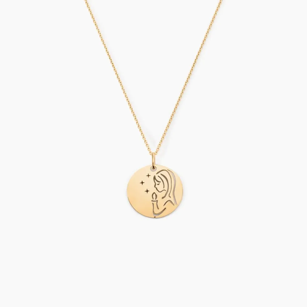 Pendentif Vierge Rond Or Jaune